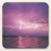 Mooie bliksem over het meer in Dusk Kartonnen Onderzetters (Voorkant)