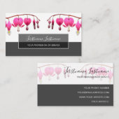 Mooie bloeding harten bloesems op grijs visitekaartje (Voorkant / Achterkant)