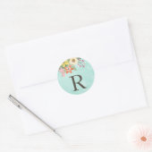 Mooie bloei-mogramstickers ronde sticker (Envelop)