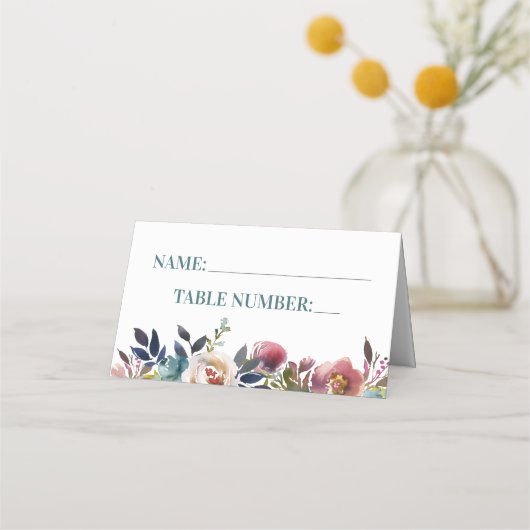 Mooie bloei Waterverf van de Floral Spring Wedding Plaatskaartje (Voorkant)