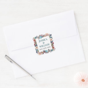 Mooie bloei Waterverf van de Floral Spring Wedding Vierkante Sticker