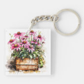 Mooie bloeiende Aster Bloemen Sleutelhanger (Achterkant)