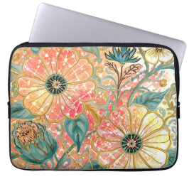 Mooie Bloeiende Bloemen met Kleurrijk Ontwerp Laptop Sleeve