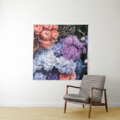Mooie bloeiende bloemen (rozen, hortensia's, anjer wandkleed (In Situ (horizontaal))