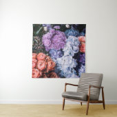 Mooie bloeiende bloemen (rozen, hortensia's, anjer wandkleed (In situ)