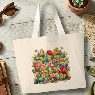 Mooie Bloeiende Cactussen Grote Tote Bag