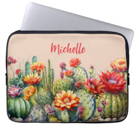 Mooie bloeiende cactussen met naam laptop sleeve