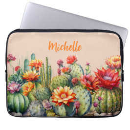 Mooie bloeiende cactussen met naam laptop sleeve