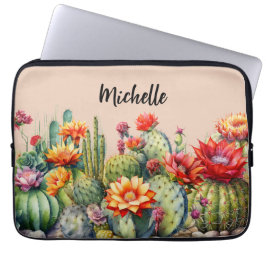 Mooie bloeiende cactussen met naam laptop sleeve