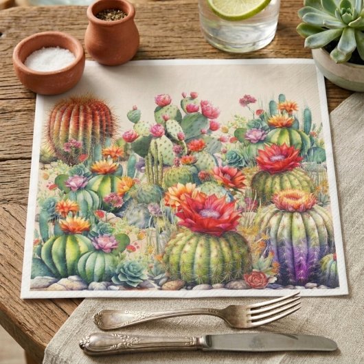 Mooie Bloeiende Cactussen Servet