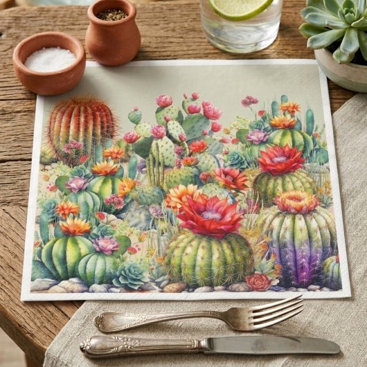 Mooie Bloeiende Cactussen Servet