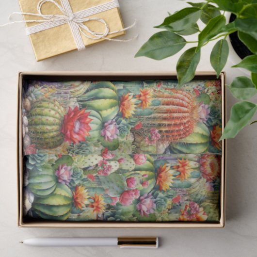 Mooie Bloeiende Cactussen Tissuepapier (Geschenk)
