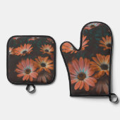 Mooie Bloeiende Moderne Ovenwant & Pannenlap Set (Voorkant)