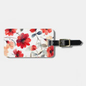 Mooie Bloeiende Rode Bloesems Aangepaste Bloemen Bagagelabel (Voorkant horizontaal)