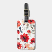 Mooie Bloeiende Rode Bloesems Aangepaste Bloemen Bagagelabel (Voorkant verticaal)