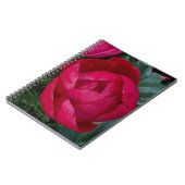 Mooie bloeiende rode pioen notitieboek (Linkerzijde)