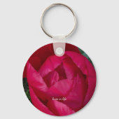 Mooie bloeiende rode pioen sleutelhanger (Voorkant)