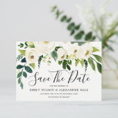 Mooie bloeiende witte flora bespaart de datum save the date (Staand voorkant)