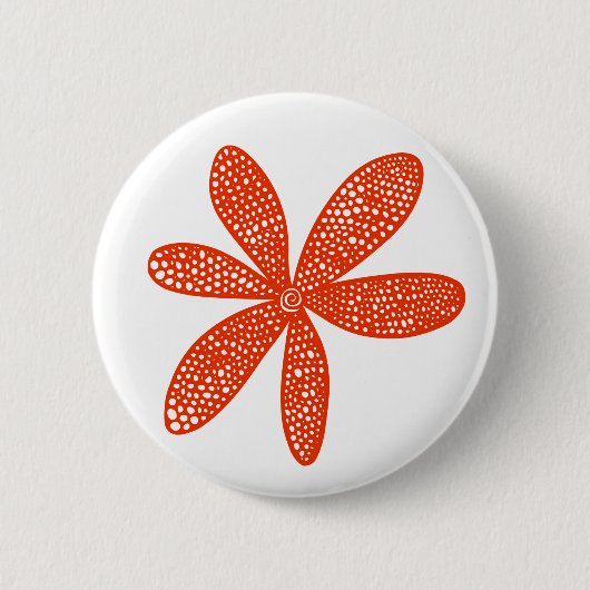 Mooie Bloem - Baksteen Rood op Wit Ronde Button 5,7 Cm (Voorkant)