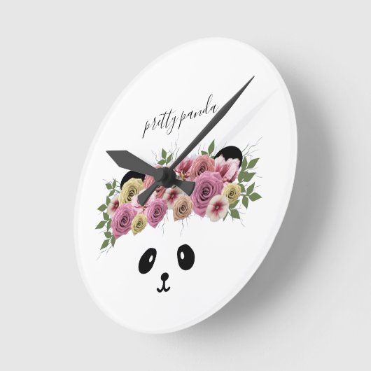 Mooie bloem beer panda kinderklok ronde klok (Hoek)