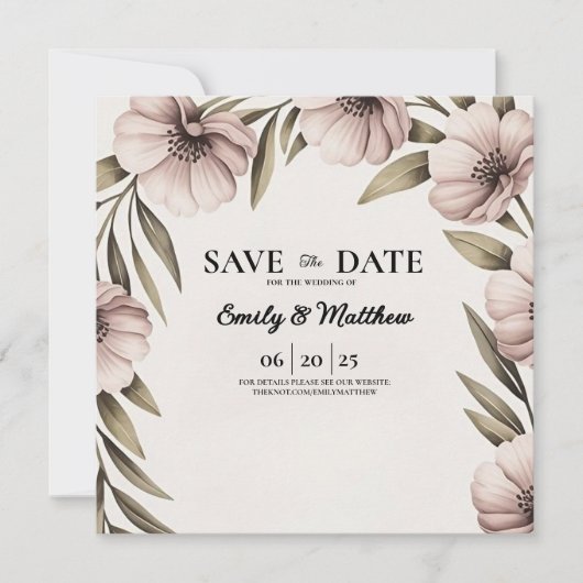 Mooie bloem Bewaar de datum Save The Date (Voorkant)