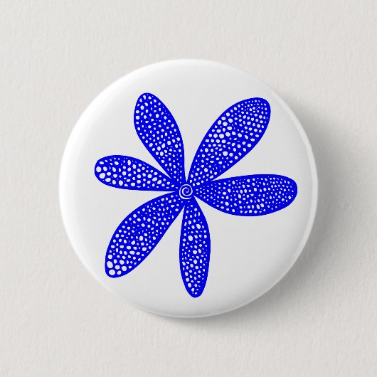 Mooie Bloem - Blauw op Wit Ronde Button 5,7 Cm (Voorkant)