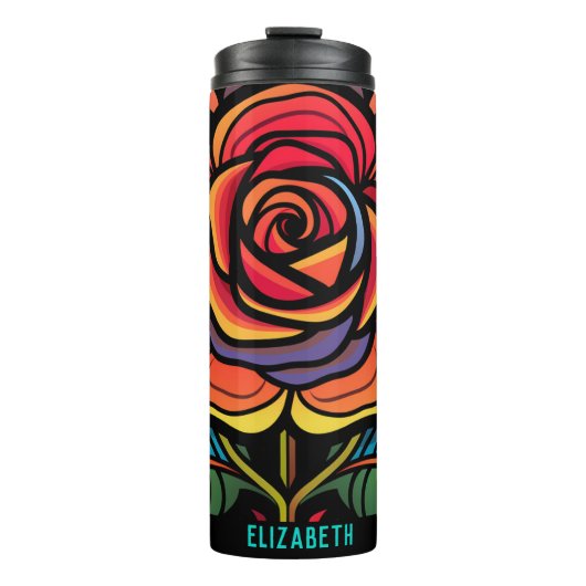 Mooie Bloem Bloemige Thermische Bekerglas Thermosbeker (Voorkant)