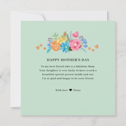 Mooie Bloem Boeket Moederdag Feestdagenkaart (Achterkant)