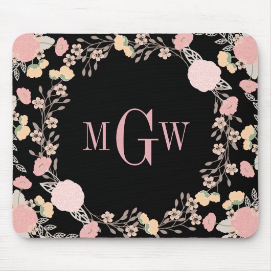 Mooie bloem botanisch monogram muismat (Voorkant)