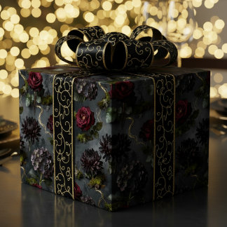 Mooie Bloem  Donkere Bloemige Geschenk Cadeaupapier