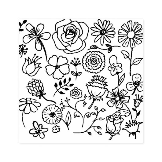 mooie bloem en ander ontwerp rubberstempel (Afrduk)