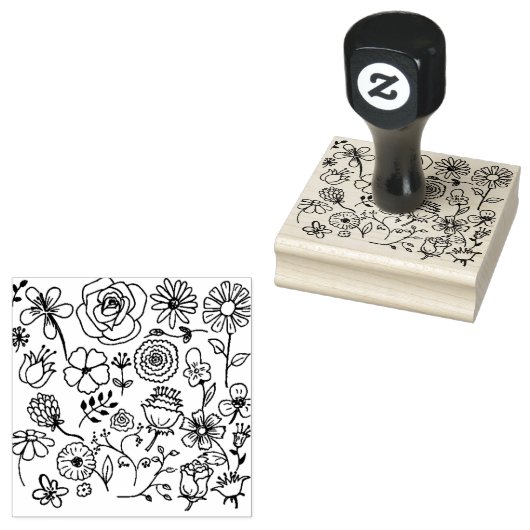 mooie bloem en ander ontwerp rubberstempel (Gestempeld)