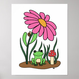 Mooie Bloem en Kikker Poster