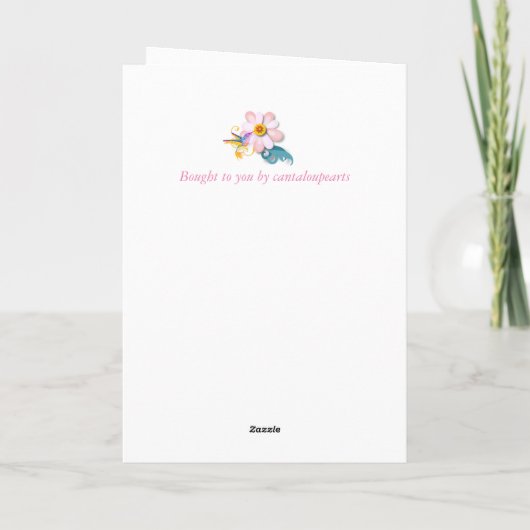 Mooie bloem en Moederdag van vochtige vogels Feestdagen Kaart (Achterkant)