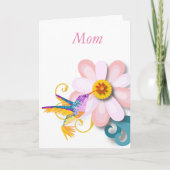 Mooie bloem en Moederdag van vochtige vogels Feestdagen Kaart (Voorkant)