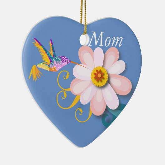 Mooie bloem en Moederdag van vochtige vogels Keramisch Ornament (Rechts)