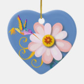 Mooie bloem en Moederdag van vochtige vogels Keramisch Ornament (Achterkant)