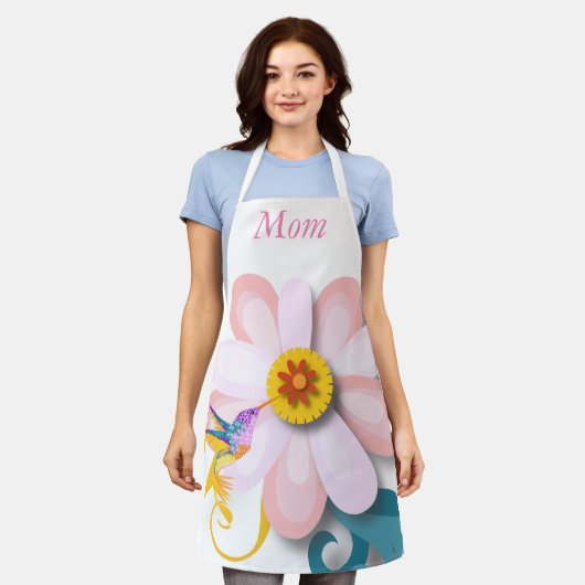 Mooie bloem en Moederdag van vochtige vogels Schort (Gedragen)