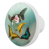 Mooie bloem en vlindergroen keramische knop (Rechts)
