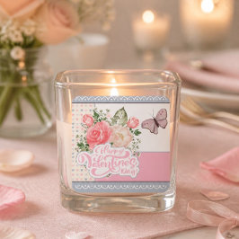 Mooie bloem- en vlindervalentinestag vierkante sticker