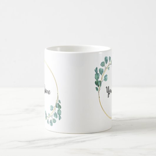 Mooie Bloem Groene Naam Custom Koffiemok (Center)
