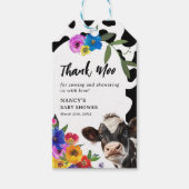Mooie bloem 'Heilige Koe' Dank Moo Baby Shower Fav Cadeaulabel (Voorkant)