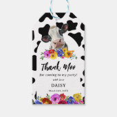 Mooie bloem 'Heilige Koe' Dank Moo Verjaardagsfavo Cadeaulabel (Voorkant)