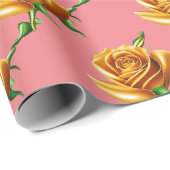 Mooie bloem, het gouden Roos Cadeaupapier (Rol Hoek)