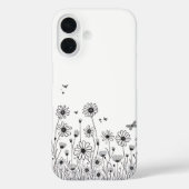 Mooie Bloem Hoesje – Zwart & Witte Wilde Bloem (Achterkant)
