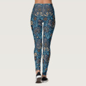 Mooie bloem in blauw en beige leggings (Achterkant)