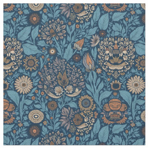 Mooie bloem in blauw en beige stof