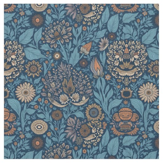 Mooie bloem in blauw en beige stof (Close Up)