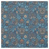 Mooie bloem in blauw en beige stof (Swatch)