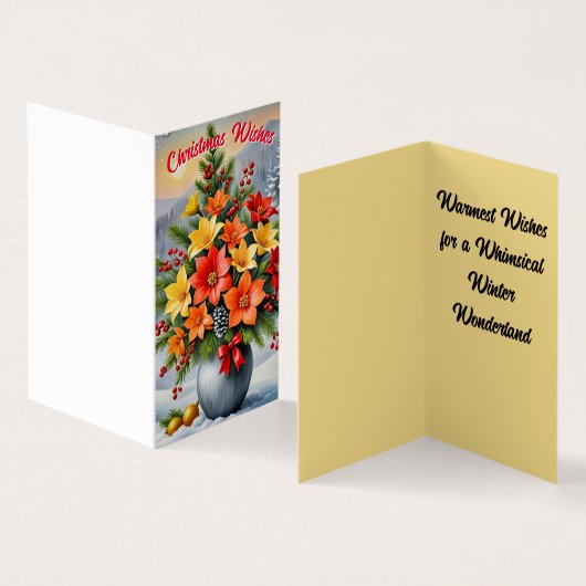 Mooie bloem kerstkaart kaart (Binnen en buitenkant)